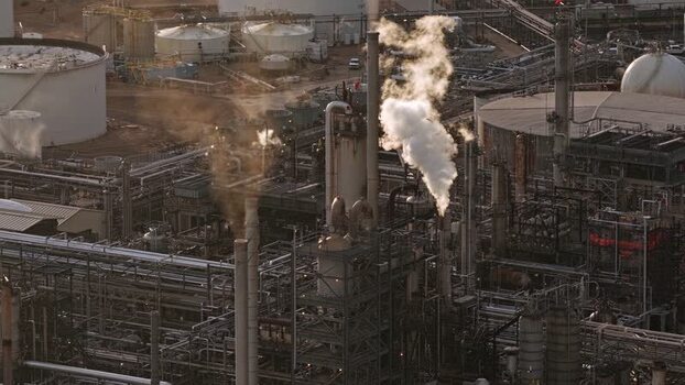 Aerial view of Suncor Energy refinery in Commerce City United States.