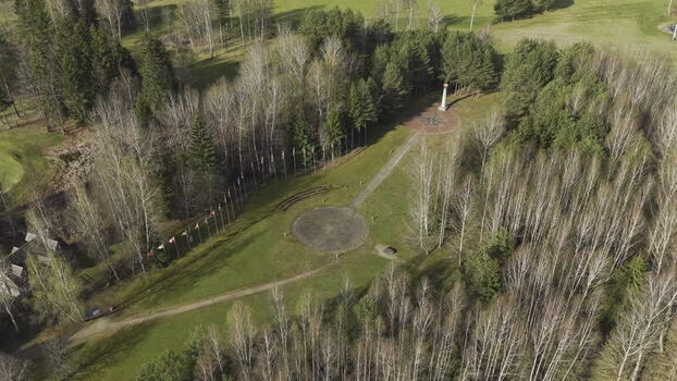 Aerial view of The Geographical Centre Of Europe Lithuania.