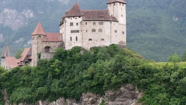 Aerial view of Gutenberg Castle in Liechtenstein.
