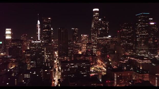 Aerial view of the illuminated Los Angeles skyline United States. Aerial view of the illuminated Los Angeles skyline United States.