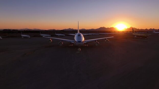 Aerial view of airplanes at sunset United States. Aerial view of airplanes at sunset United States.