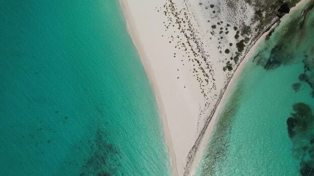 Aerial view of Los Roques archipelago sandbars Venezuela.