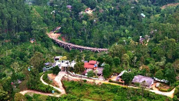 Aerial view of Nine Arch Bridge Sri Lanka.