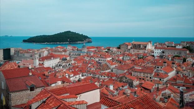 Aerial view of Old Town Dubrovnik and terracotta rooftops Croatia. Aerial view of Old Town Dubrovnik and terracotta rooftops Croatia.