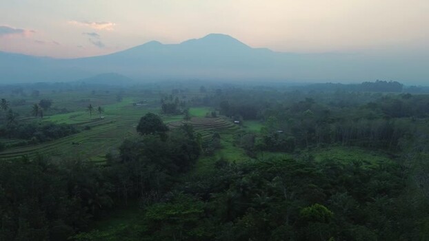 Aerial view of Kemumu rice terraces in Indonesia. Aerial view of Kemumu rice terraces in Indonesia.