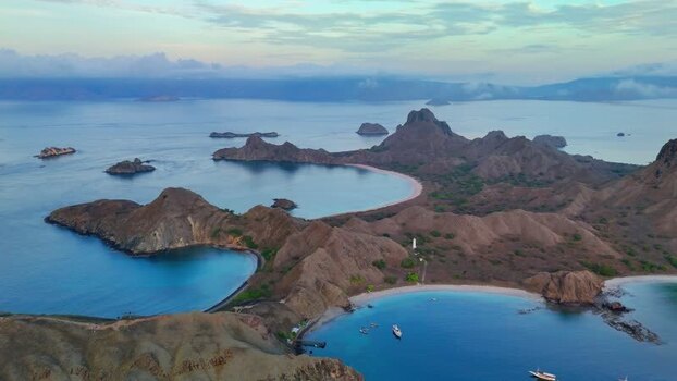 Aerial view of Komodo National Park and Padar Island Indonesia. Aerial view of Komodo National Park and Padar Island Indonesia.