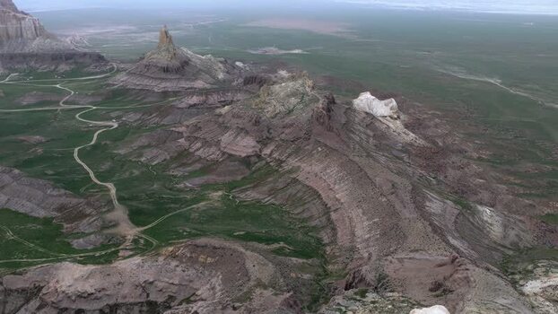 Aerial view of Airakty mountains and winding roads Kazakhstan. Aerial view of Airakty mountains and winding roads Kazakhstan.