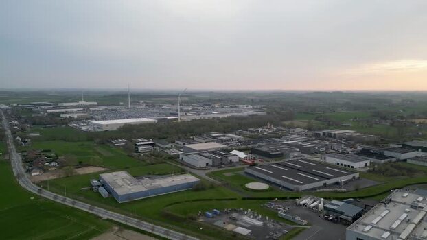 Aerial view of industrial zone with windmills Belgium. Aerial view of industrial zone with windmills Belgium.