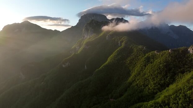 Aerial view of Foce del Pallone and Apuan Alps at sunset Italy. Aerial view of Foce del Pallone and Apuan Alps at sunset Italy.