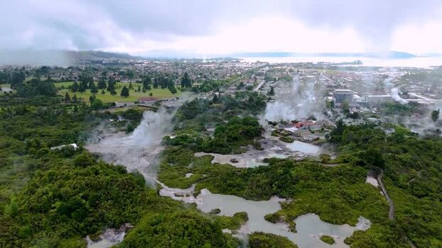 Aerial view of Whakarewarewa thermal area New Zealand. Aerial view of Whakarewarewa thermal area New Zealand.