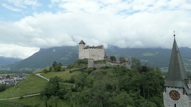 Aerial view of Vaduz Castle Liechtenstein.