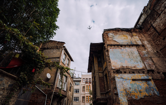 Istanbul Turkiye 06 October 2019 View of weathered buildings stand in stark contrast to the cloudy sky hinting at the city s rich history. Istanbul Turkiye 06 October 2019 View of weathered buildings stand in stark contrast to the cloudy sky hinting at the city s rich history.