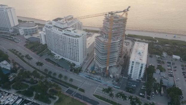 Aerial view of construction site in Miami Beach United States.