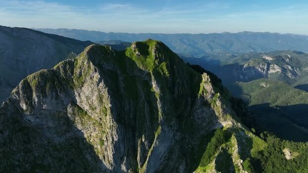 Aerial view of Monte Freddone in the Apuan Alps Italy.