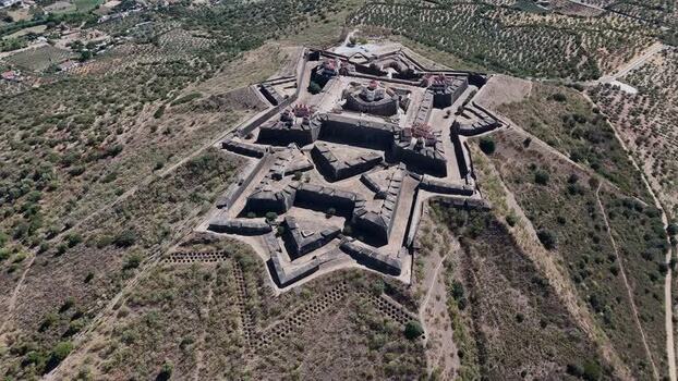 Aerial view of Forte de Nossa Senhora da Graca in Elvas Portugal. Aerial view of Forte de Nossa Senhora da Graca in Elvas Portugal.
