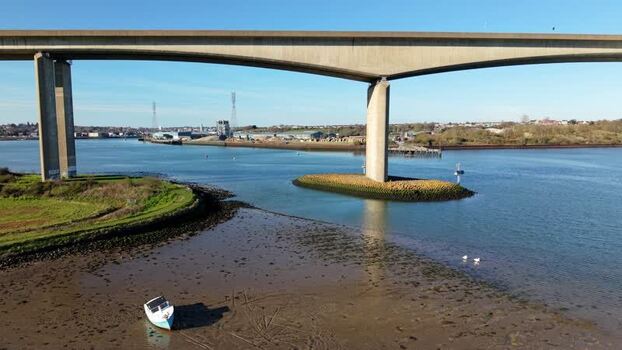 Aerial view of Orwell Bridge United Kingdom.