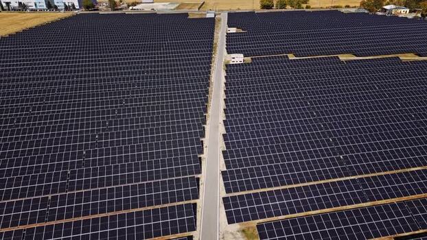 Aerial view of solar farm in Temerin Serbia.