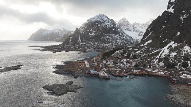 Aerial view of Tind village Norway.