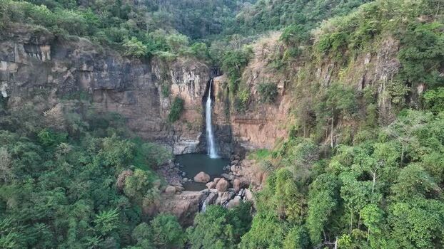 Aerial view of Ciletuh Geopark waterfall in Indonesia. Aerial view of Ciletuh Geopark waterfall in Indonesia.