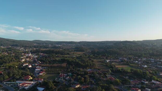 Aerial view of rural landscape in Minho region Portugal.