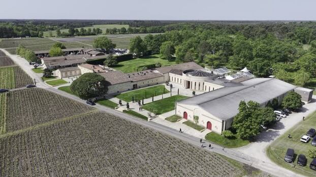 Aerial view of Domaine de Chevalier winery and vineyards France. Aerial view of Domaine de Chevalier winery and vineyards France.