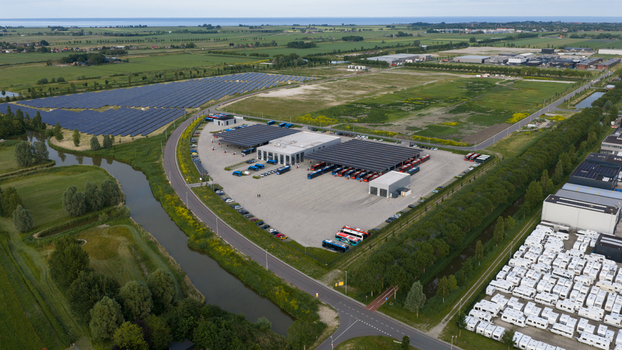 Purmerend Netherlands 15 June 2026 Aerial view of Electric Public Transport Charging Hub in Purmerend Purmerend Netherlands 15 June 2026 Aerial view of Electric Public Transport Charging Hub in Purmerend