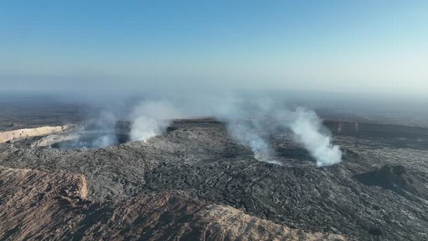 Aerial view of volcanic craters in the Danakil Desert Ethiopia. Aerial view of volcanic craters in the Danakil Desert Ethiopia.