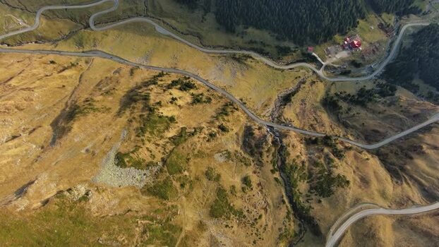 Aerial view of Transfagarasan mountain road in Romania. Aerial view of Transfagarasan mountain road in Romania.