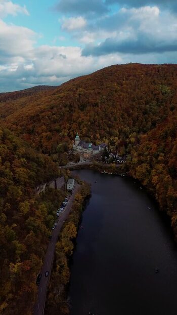 Aerial view of Palace Hotel in Lillafured Hungary. Aerial view of Palace Hotel in Lillafured Hungary.