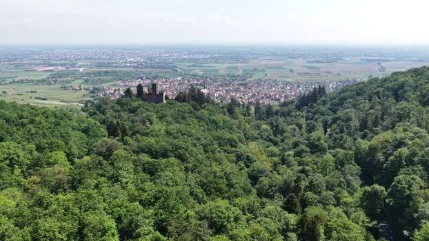 Aerial view of Ortenbourg Castle and Selestat France.