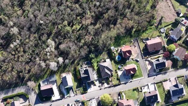 Aerial view of houses and trees France.