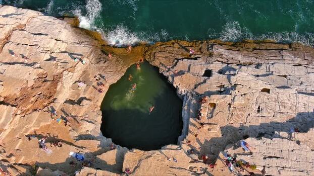 Aerial view of Giola natural pool in Thasos Greece. Aerial view of Giola natural pool in Thasos Greece.