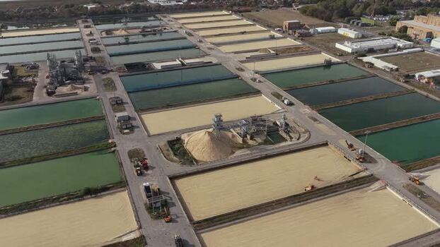 Aerial view of Ashford Common Water Treatment Works United Kingdom.