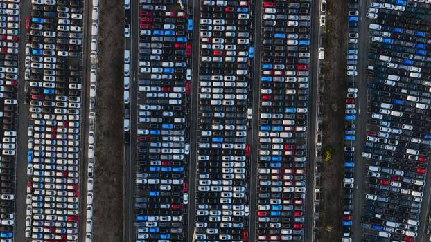 Aerial view of new cars at Civitavecchia Port Italy. Aerial view of new cars at Civitavecchia Port Italy.