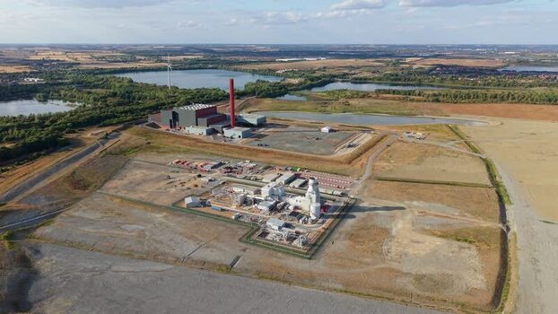 Aerial view of Rookery South ERF and power plant United Kingdom.