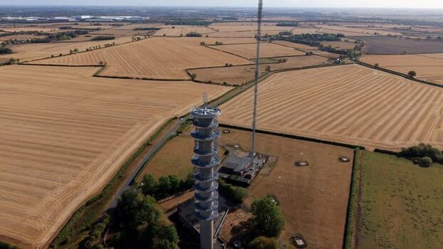 Aerial view of Morborne Hill Transmitter United Kingdom.