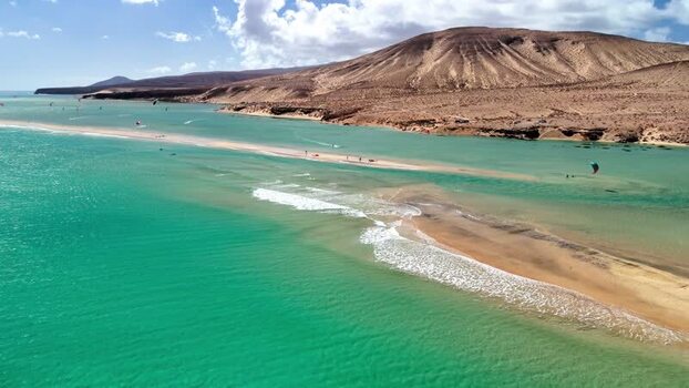 Aerial view of Playa del Matorral sandbar and turquoise water Spain. Aerial view of Playa del Matorral sandbar and turquoise water Spain.