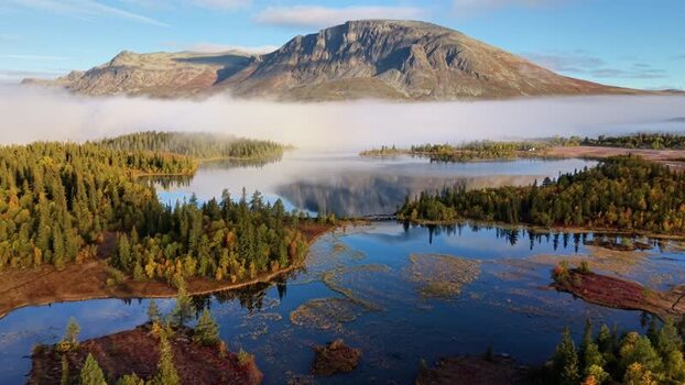 Aerial view of Lake Helsingvatnet and Mount Skogshorn Norway. Aerial view of Lake Helsingvatnet and Mount Skogshorn Norway.