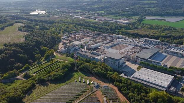 Aerial view of industrial facility in Nera Montoro Italy. Aerial view of industrial facility in Nera Montoro Italy.