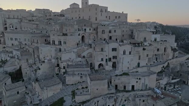 Aerial view of the historic Sassi di Matera in Matera Italy.