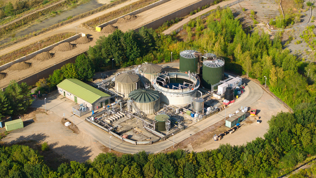 Aerial view of the wastewater sewage plant in Stewartby England United Kingdom. Aerial view of the wastewater sewage plant in Stewartby England United Kingdom.