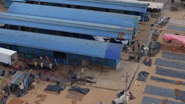 Aerial view of fish market in Colombo Sri Lanka.