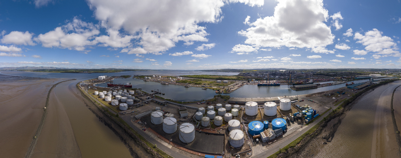 Grangemouth United Kingdom 06 May 2026 Aerial view of Grangemouth refinery and port facilities with large oil storage tanks shipping containers and industrial infrastructure. Grangemouth United Kingdom 06 May 2026 Aerial view of Grangemouth refinery and port facilities with large oil storage tanks shipping containers and industrial infrastructure.