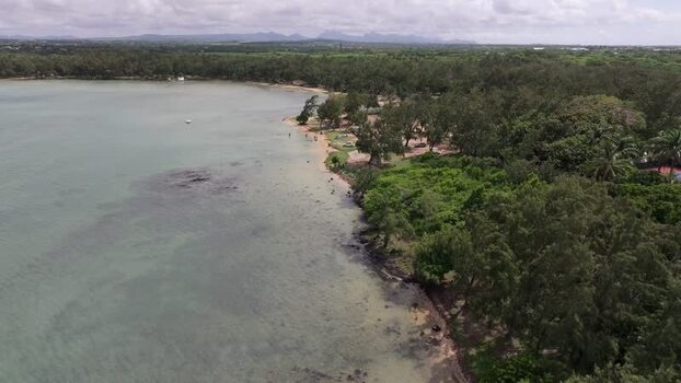 Aerial view of Cap Malheureux coastline in Mauritius.