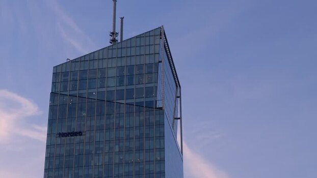 Aerial view of modern skyscraper in Gdansk Poland.