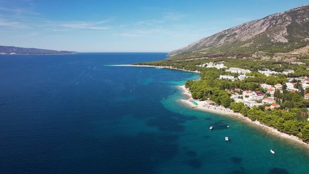 Aerial view of Zlatni Rat Beach Bol Croatia.