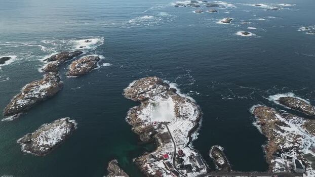Aerial view of Henningsv&aelig;r Football Stadium Norway.