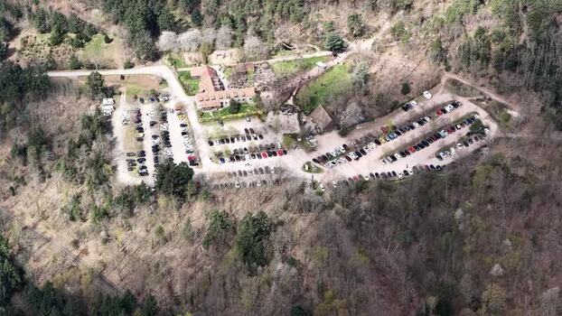 Aerial view of parking near building France.