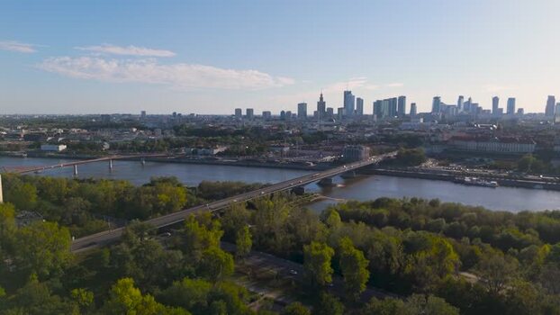 Aerial view of bridges and city skyline Poland. Aerial view of bridges and city skyline Poland.