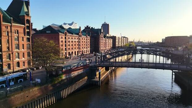 Aerial view of Speicherstadt and Elbphilharmonie in Hamburg Germany. Aerial view of Speicherstadt and Elbphilharmonie in Hamburg Germany.